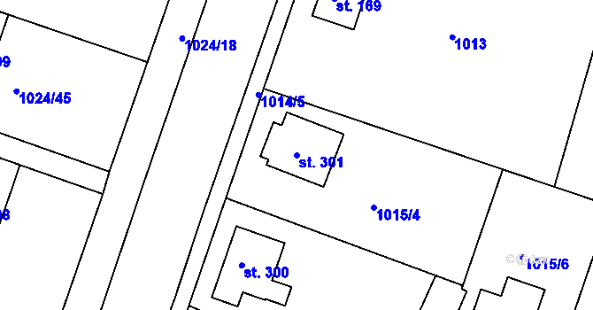 Parcela st. 301 v KÚ Čimelice, Katastrální mapa
