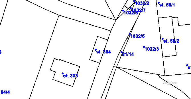 Parcela st. 304 v KÚ Čimelice, Katastrální mapa