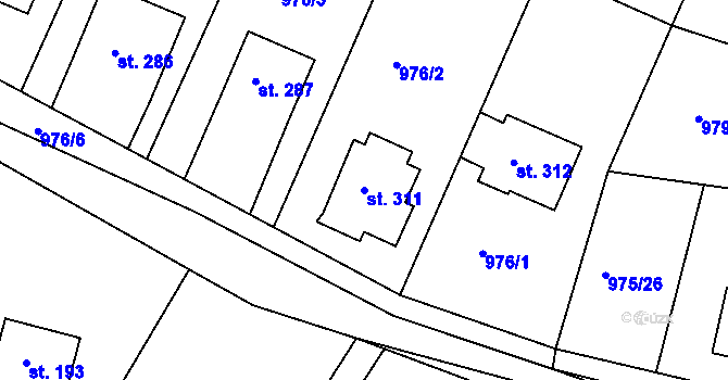 Parcela st. 311 v KÚ Čimelice, Katastrální mapa