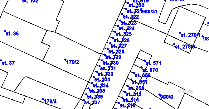 Parcela st. 329 v KÚ Čimelice, Katastrální mapa