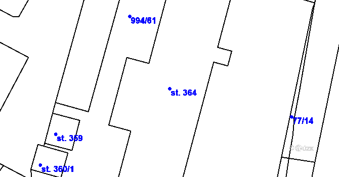 Parcela st. 364 v KÚ Čimelice, Katastrální mapa