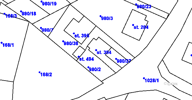 Parcela st. 394 v KÚ Čimelice, Katastrální mapa
