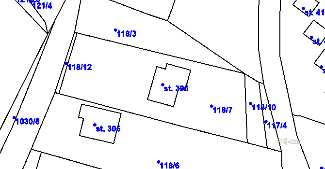 Parcela st. 396 v KÚ Čimelice, Katastrální mapa