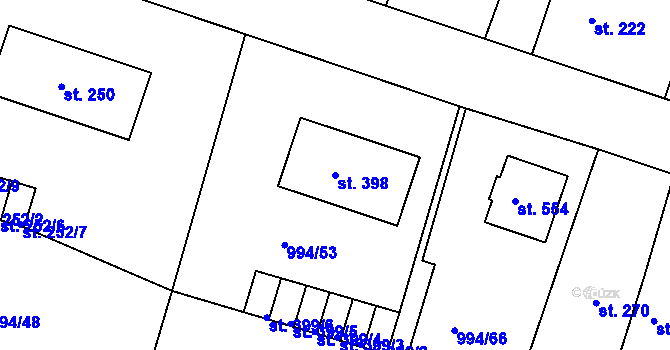 Parcela st. 398 v KÚ Čimelice, Katastrální mapa