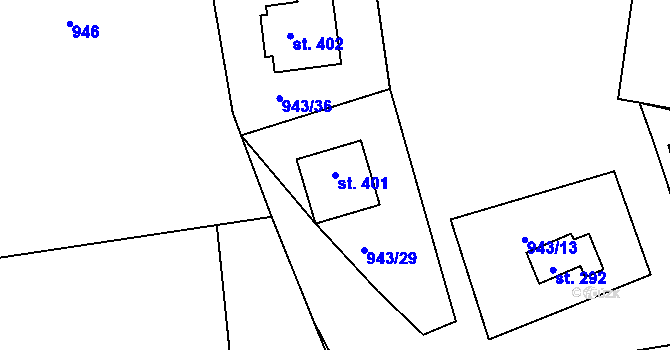 Parcela st. 401 v KÚ Čimelice, Katastrální mapa