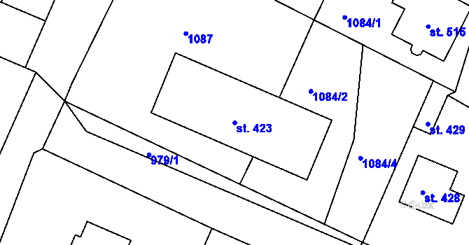 Parcela st. 423 v KÚ Čimelice, Katastrální mapa