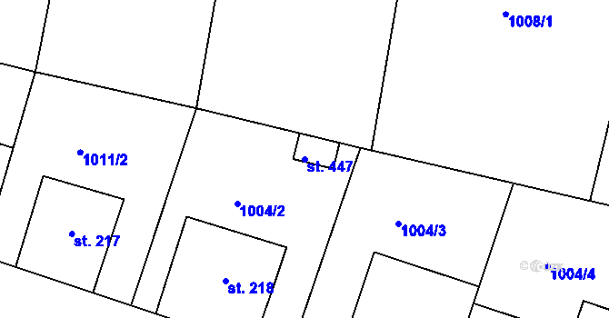 Parcela st. 447 v KÚ Čimelice, Katastrální mapa