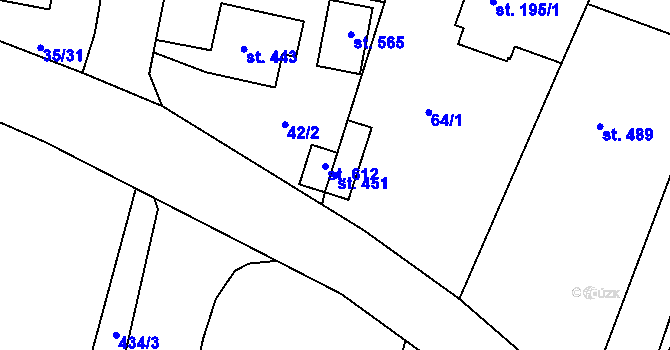 Parcela st. 451 v KÚ Čimelice, Katastrální mapa