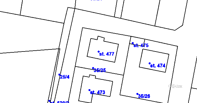 Parcela st. 477 v KÚ Čimelice, Katastrální mapa