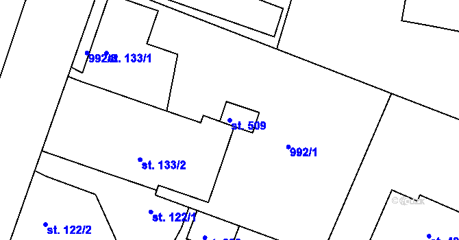 Parcela st. 509 v KÚ Čimelice, Katastrální mapa