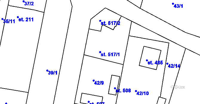 Parcela st. 517/1 v KÚ Čimelice, Katastrální mapa