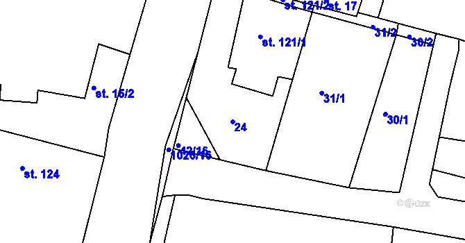 Parcela st. 24 v KÚ Čimelice, Katastrální mapa