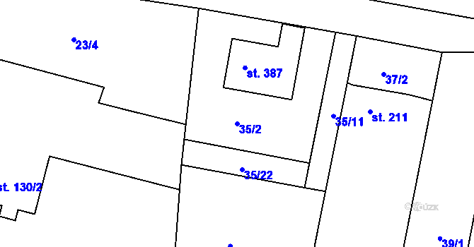 Parcela st. 35/2 v KÚ Čimelice, Katastrální mapa