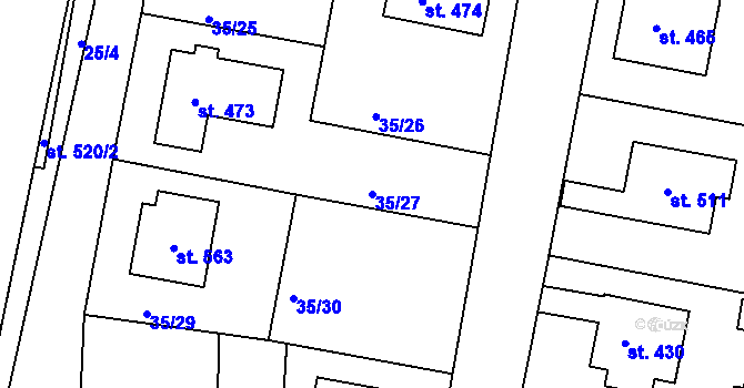 Parcela st. 35/27 v KÚ Čimelice, Katastrální mapa