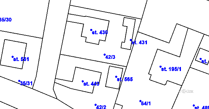 Parcela st. 42/3 v KÚ Čimelice, Katastrální mapa