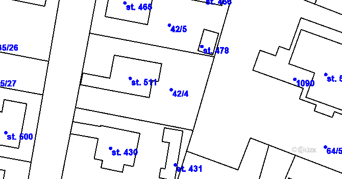 Parcela st. 42/4 v KÚ Čimelice, Katastrální mapa