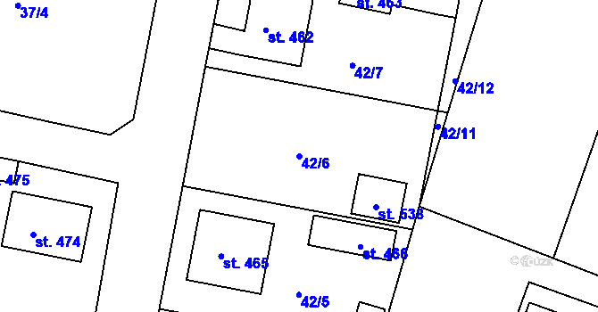 Parcela st. 42/6 v KÚ Čimelice, Katastrální mapa