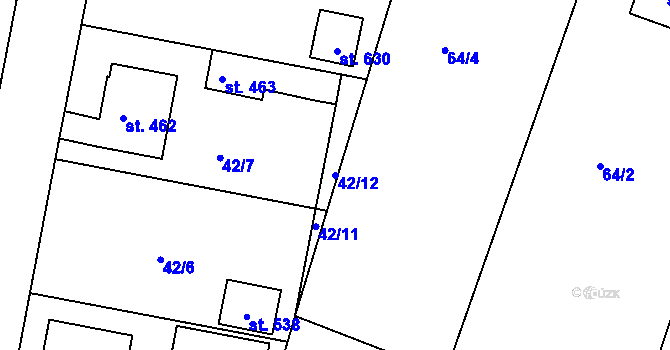 Parcela st. 42/12 v KÚ Čimelice, Katastrální mapa