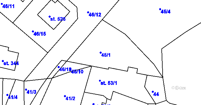 Parcela st. 45/1 v KÚ Čimelice, Katastrální mapa