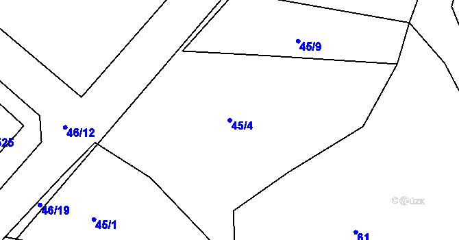 Parcela st. 45/4 v KÚ Čimelice, Katastrální mapa