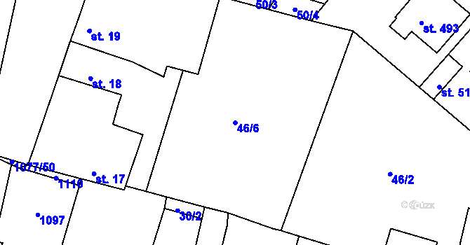 Parcela st. 46/6 v KÚ Čimelice, Katastrální mapa