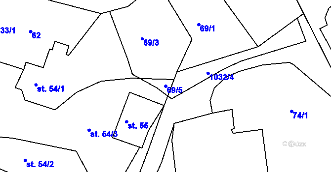 Parcela st. 69/5 v KÚ Čimelice, Katastrální mapa