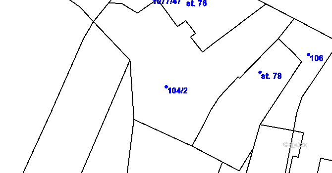 Parcela st. 104/2 v KÚ Čimelice, Katastrální mapa
