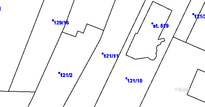 Parcela st. 121/11 v KÚ Čimelice, Katastrální mapa
