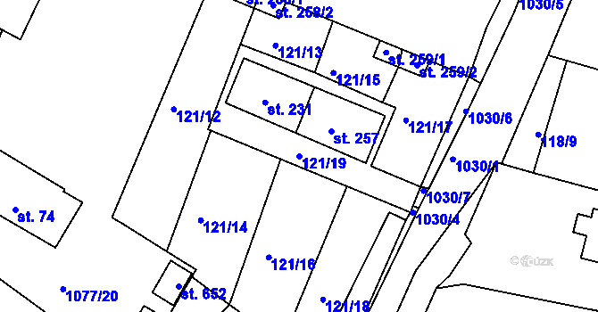 Parcela st. 121/19 v KÚ Čimelice, Katastrální mapa