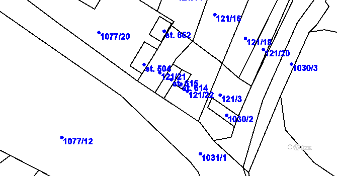 Parcela st. 121/23 v KÚ Čimelice, Katastrální mapa