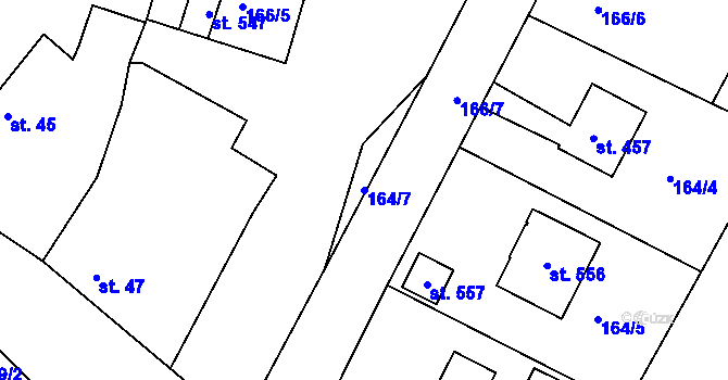 Parcela st. 164/7 v KÚ Čimelice, Katastrální mapa