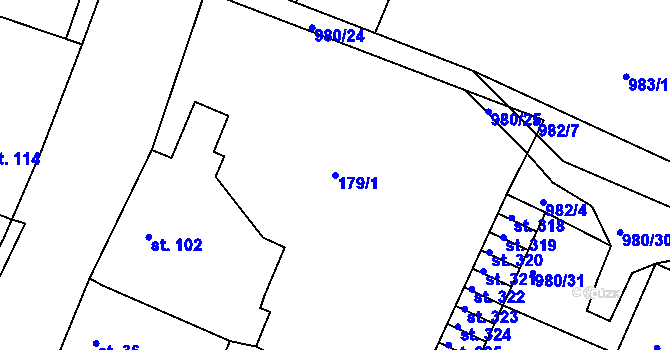 Parcela st. 179/1 v KÚ Čimelice, Katastrální mapa