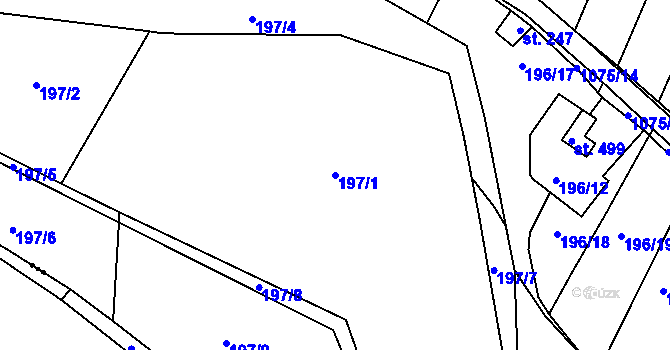 Parcela st. 197/1 v KÚ Čimelice, Katastrální mapa