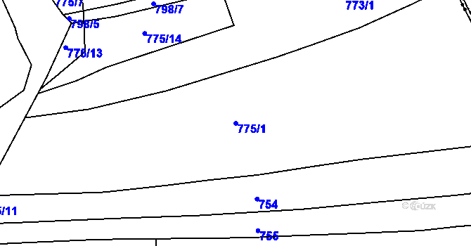 Parcela st. 775/1 v KÚ Čimelice, Katastrální mapa