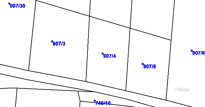 Parcela st. 907/4 v KÚ Čimelice, Katastrální mapa