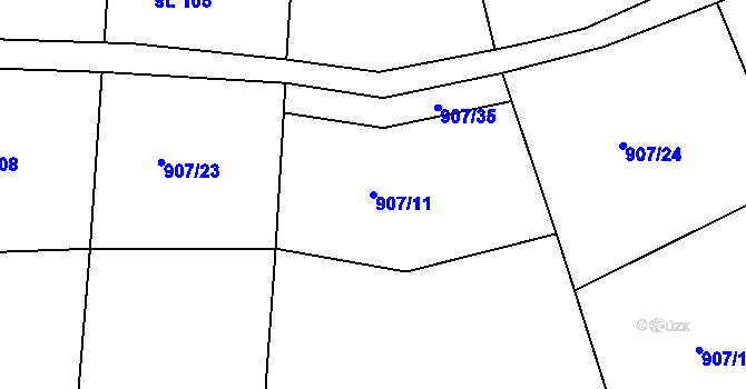 Parcela st. 907/11 v KÚ Čimelice, Katastrální mapa