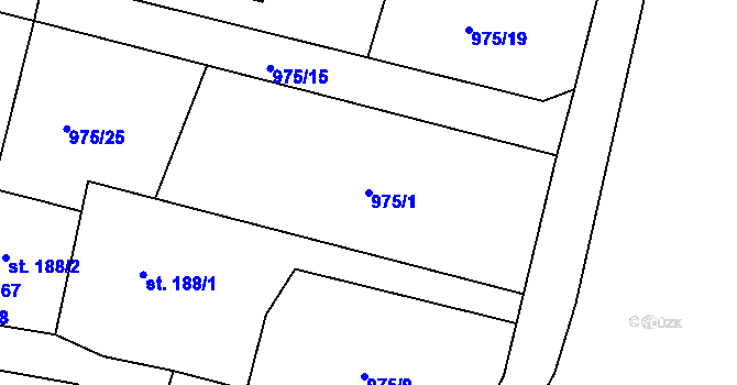 Parcela st. 975/1 v KÚ Čimelice, Katastrální mapa