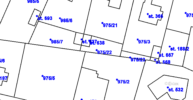 Parcela st. 975/22 v KÚ Čimelice, Katastrální mapa