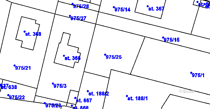 Parcela st. 975/25 v KÚ Čimelice, Katastrální mapa