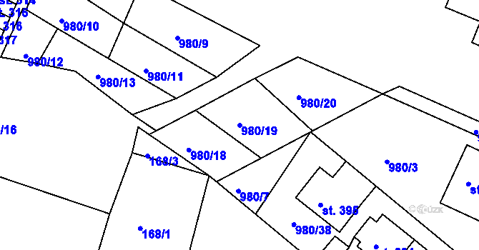 Parcela st. 980/19 v KÚ Čimelice, Katastrální mapa