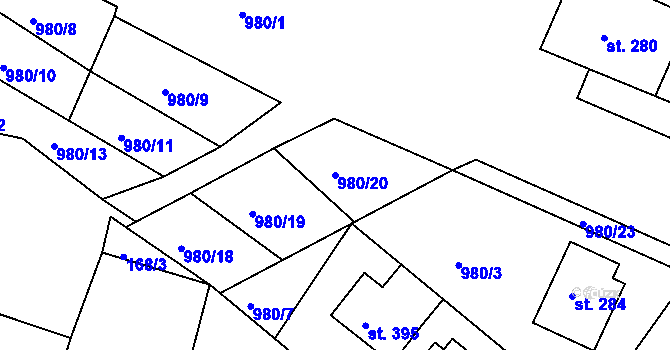 Parcela st. 980/20 v KÚ Čimelice, Katastrální mapa