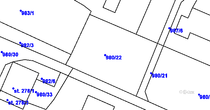 Parcela st. 980/22 v KÚ Čimelice, Katastrální mapa