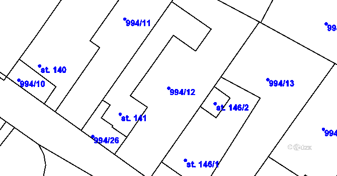 Parcela st. 994/12 v KÚ Čimelice, Katastrální mapa