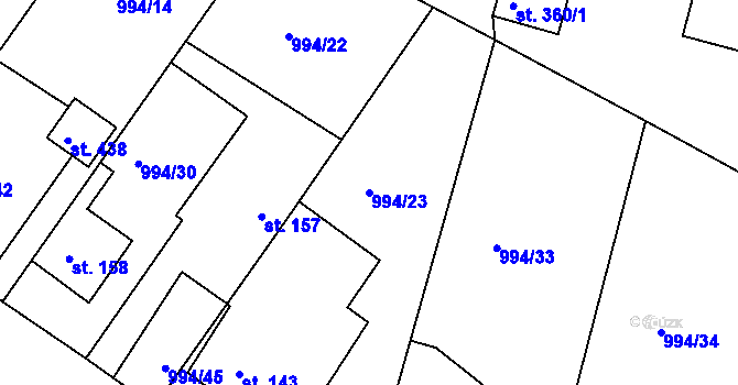 Parcela st. 994/23 v KÚ Čimelice, Katastrální mapa