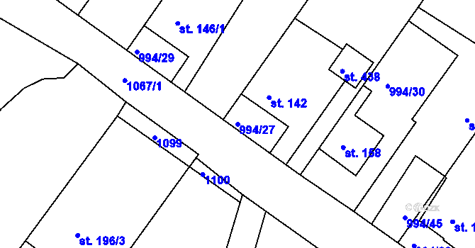 Parcela st. 994/27 v KÚ Čimelice, Katastrální mapa