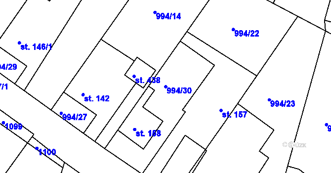 Parcela st. 994/30 v KÚ Čimelice, Katastrální mapa