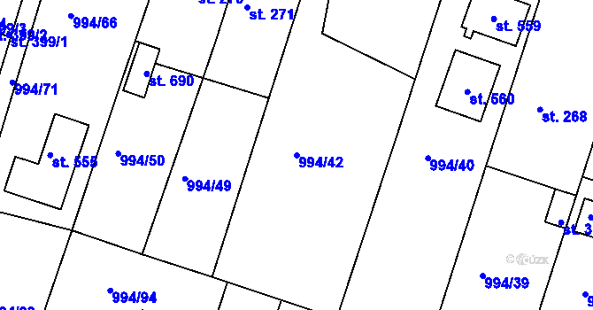 Parcela st. 994/42 v KÚ Čimelice, Katastrální mapa