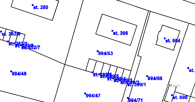 Parcela st. 994/53 v KÚ Čimelice, Katastrální mapa