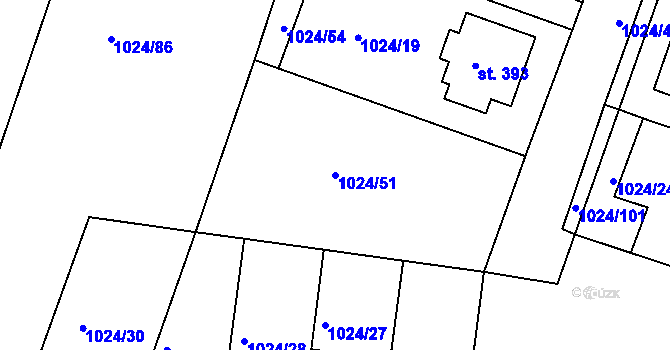 Parcela st. 1024/51 v KÚ Čimelice, Katastrální mapa