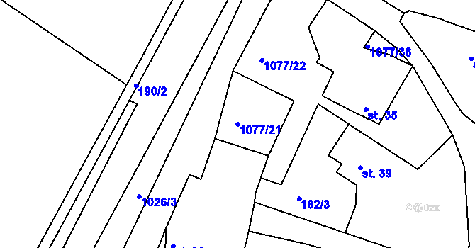 Parcela st. 1077/21 v KÚ Čimelice, Katastrální mapa